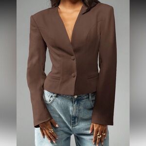 Missguided Chocolate Brown Tailored Single-Breasted Blazer